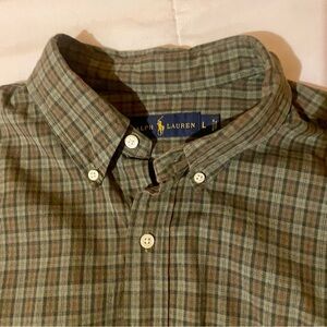 ralph lauren men’s large button down plaid
